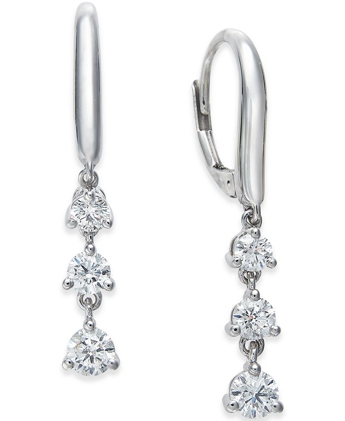 Macy's Diamond Triple Drop Earrings (1 ct. t.w.) in 14k White Gold Macy's