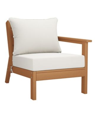 Outdoor Patio HDPE Right Arm Facing Sectional Teak Corner Club Chair with Patio Cushions