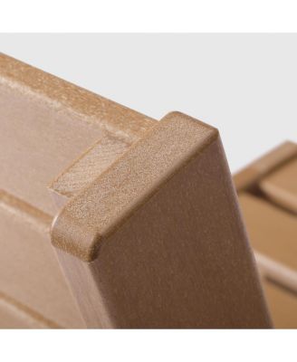 Outdoor Patio HDPE Teak Loveseat Sofa with Patio Cushions