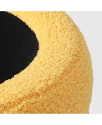 Modern Faux Sherpa Swivel Barrel Accent Chair With Storage Ottoman