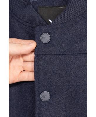 Boys Wool Varsity Bomber Jacket With Grainy PU Sleevees