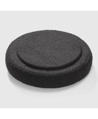 Mid-Century Modern Faux Sherpa Round Storage Ottoman