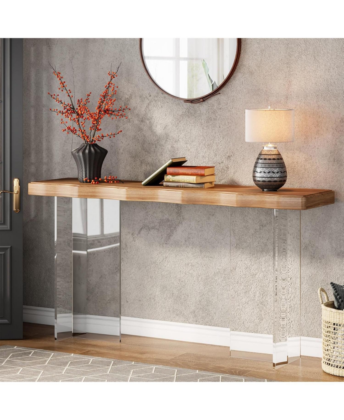 Tribesigns 47-inch Console Table With Acrylic Legs, Narrow Sofa Table For Entryway, Modern Hallway Foyer Accent In Natural  Clear