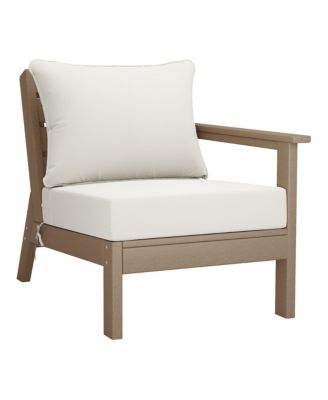 Outdoor Patio HDPE Right Arm Facing Sectional Weathered Wood Corner Club Chair with Patio Cushions