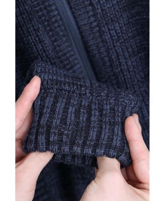 Boys Hooded Faux Shearling Lining Full Zip Sweater With Moto Design Arm Piece