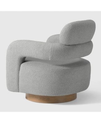 Mid-Century Modern Faux Sherpa Swivel Barrel Accent Chair