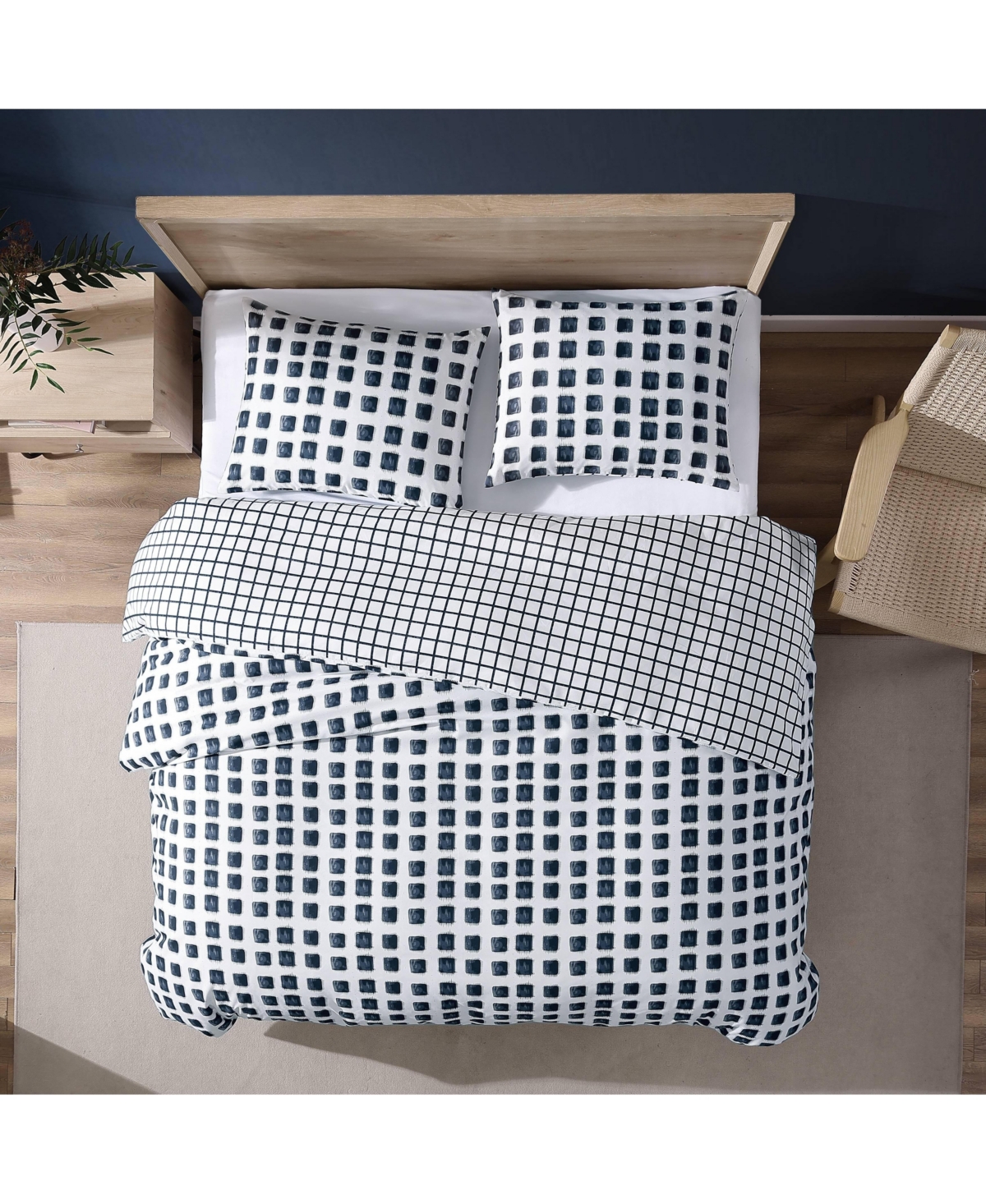 City Scene Urban Shibori Microfiber3 Piece Duvet Cover Set-King - Blue