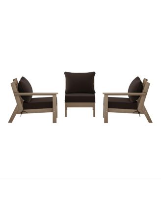 Outdoor Patio HDPE Weathered Wood Sectional Sofa with Patio Cushions