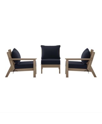 Outdoor Patio HDPE Weathered Wood Sectional Sofa with Patio Cushions