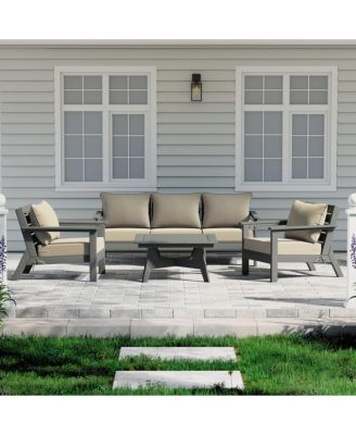 Outdoor 6-Piece Gray Modular Sectional Patio Furniture Sofa Set