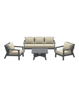 Outdoor 6-Piece Gray Modular Sectional Patio Furniture Sofa Set