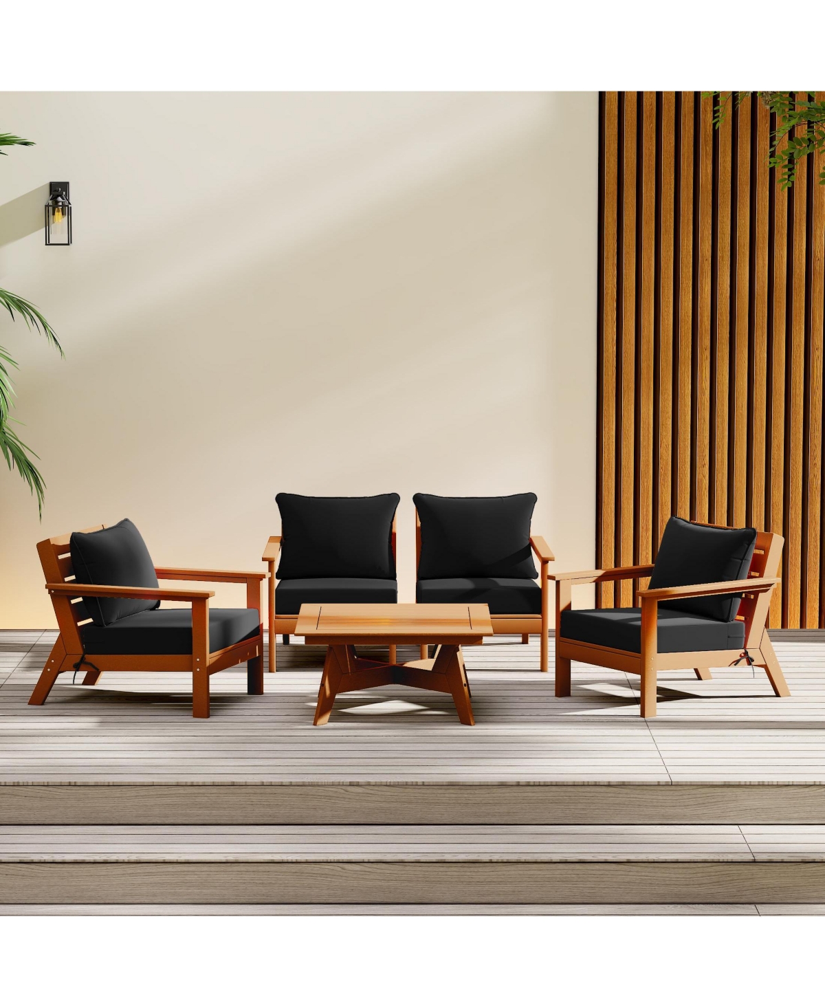 WestinTrends Outdoor 5-Piece Teak Modular Sectional Patio Furniture Sofa Set