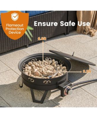 17 Inch Portable Gas Fire Pit with Folding Legs and Removable Grill for Camping