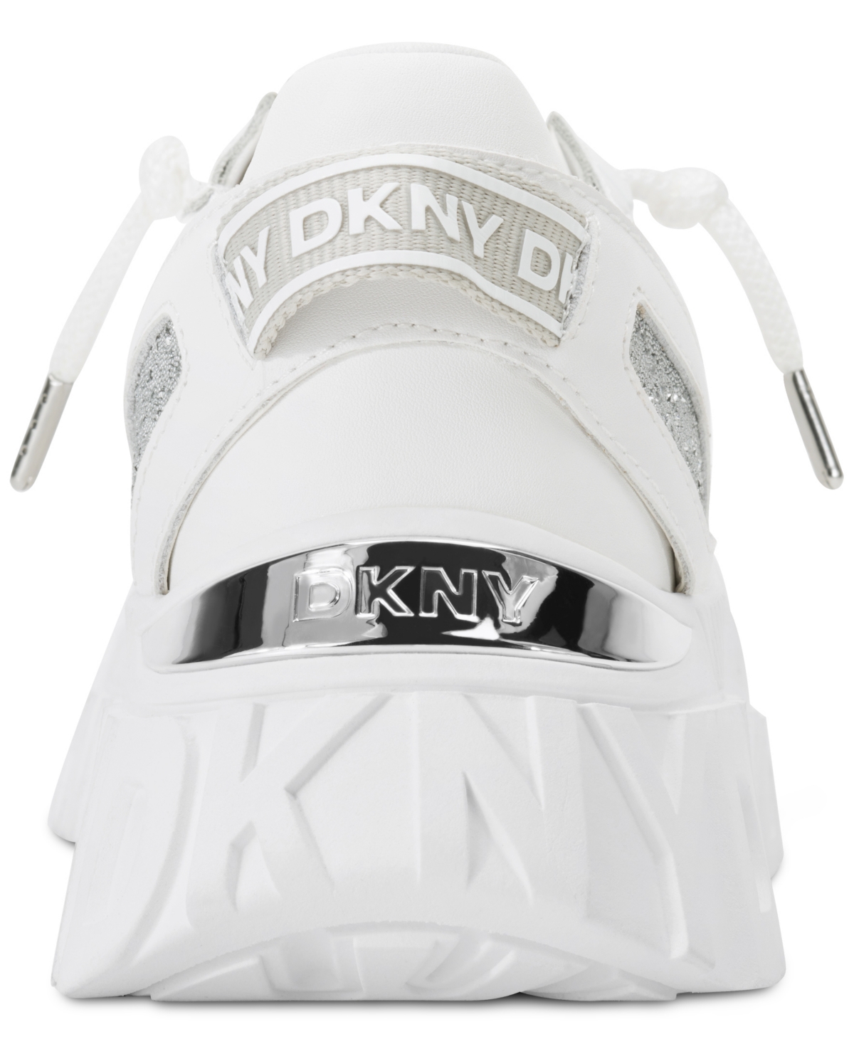 Dkny Women's Lacamp Glitter Sneakers In White