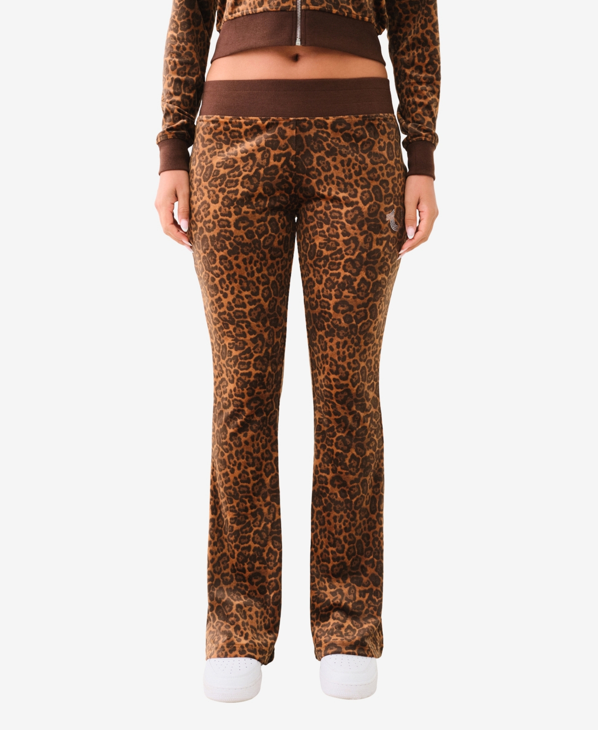 TRUE RELIGION WOMEN'S LEOPARD VELOUR BOOTCUT PANTS 
