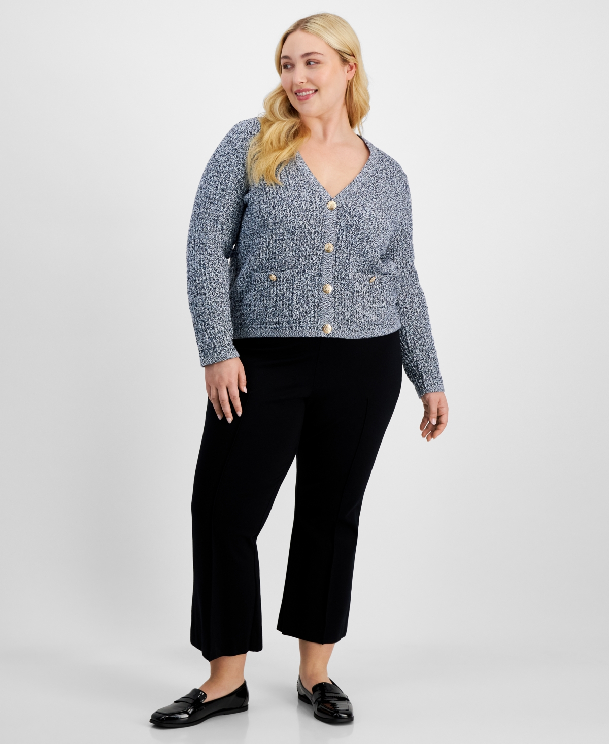 On 34th Trendy Plus Size Cotton Button-Front Cardigan, Created for Macy's