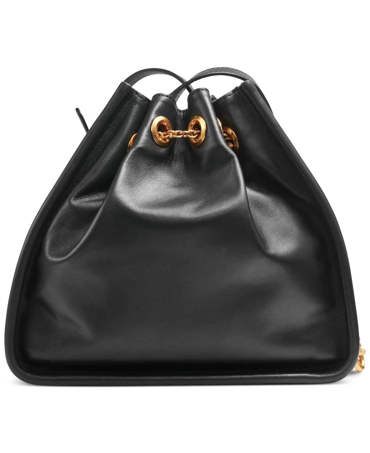 Donna Karan Plainview Chain Drawstring Tote Bag In Black,gold