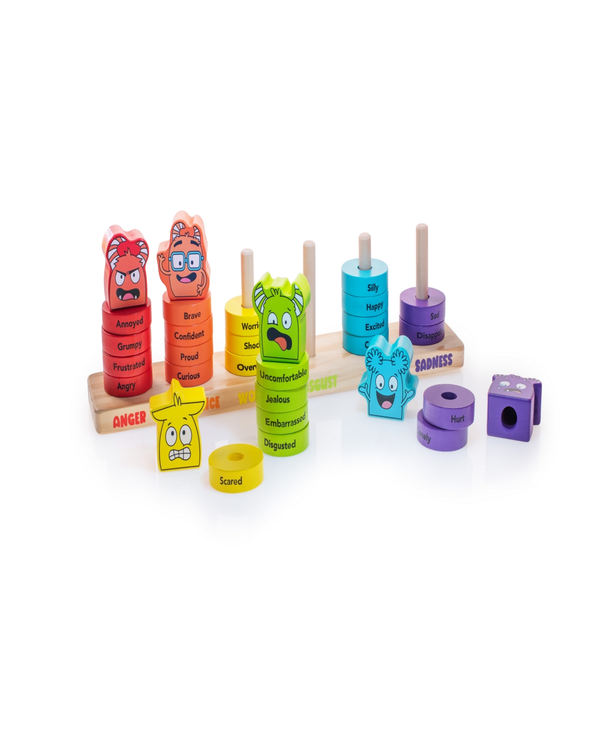 OPEN THE JOY SORTING MY EMOTIONS WOODEN STACKING RINGS 