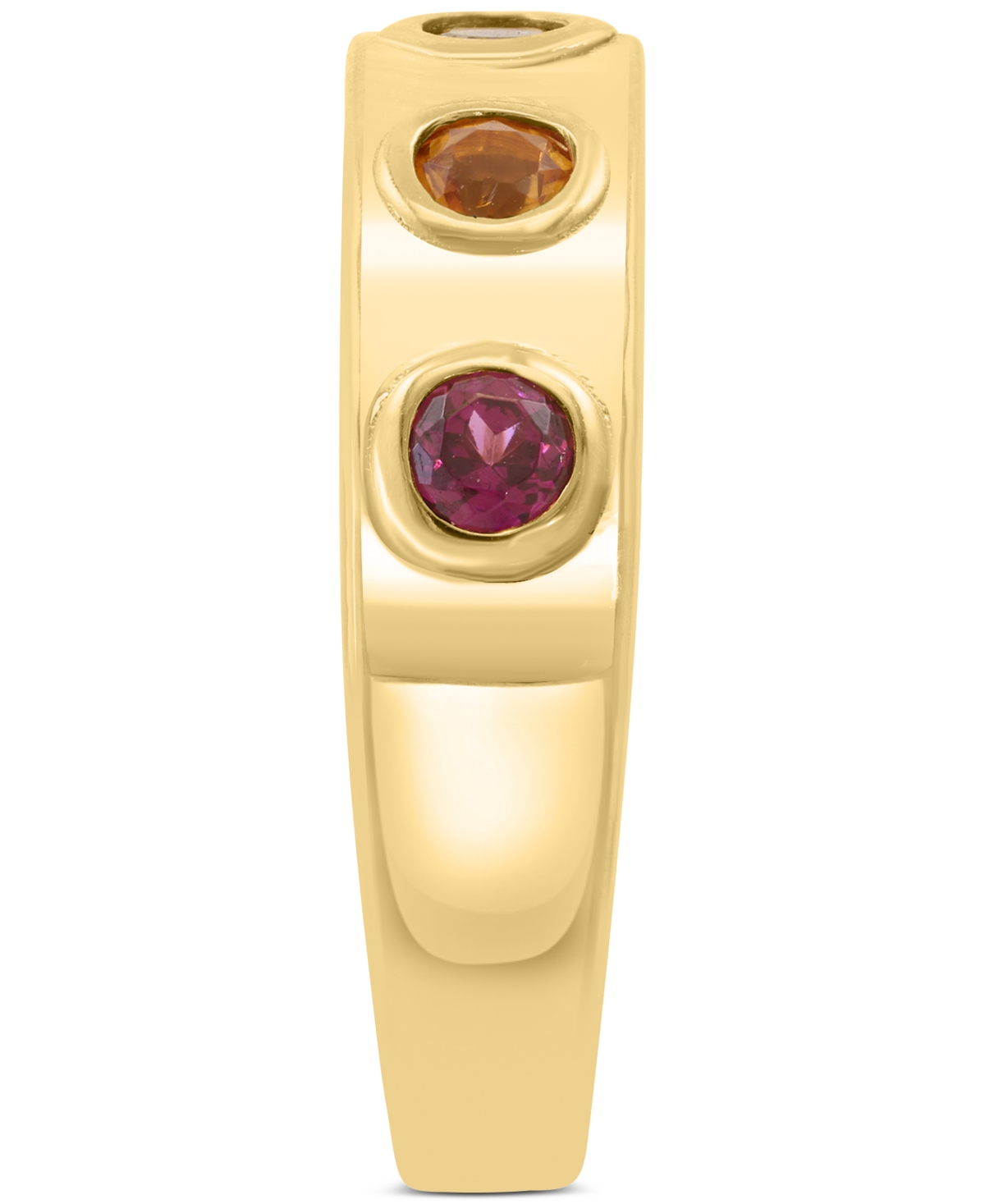 Effy Collection Effy Multi-gemstone Bezel Band (1/2 Ct. T.w.) In Gold-plated Sterling Silver In Multi Gemstone