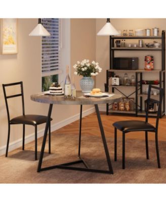 Round Dining Table Set for 2 – Compact Kitchen Dinette with Upholstered Chairs for Small Spaces, Apartments, or Breakfast Nooks