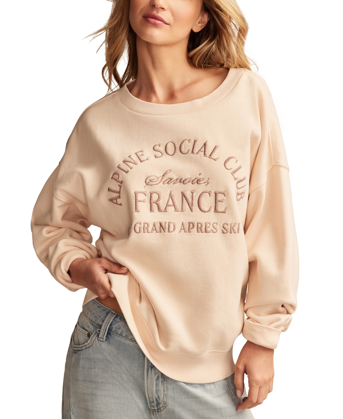 LUCKY BRAND WOMEN'S ALPINE SOCIAL CLUB GRAPHIC SWEATSHIRT 