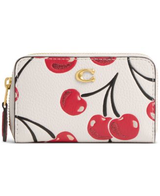 長財布 coach Essential Small Zip Around Card Case With Cherry Print COACH Essential Small Zip-Around Cherry-Print Leather Card