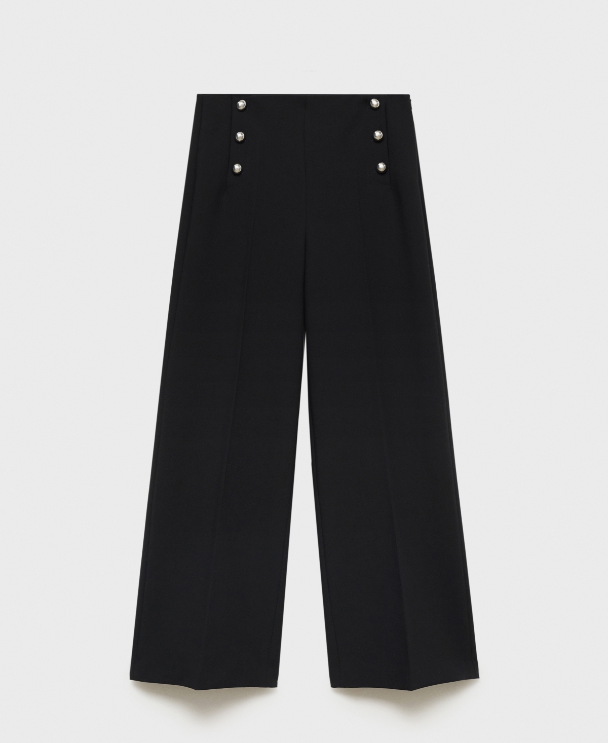Mango Women's Metallic Details Wide Leg Pants In Black