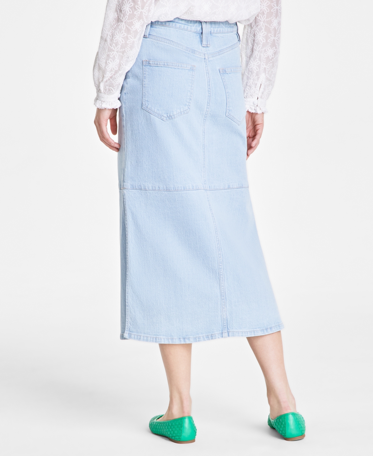On 34th Women's Split-seam Denim Midi Skirt, Exclusively At Macy's In Bright Light
