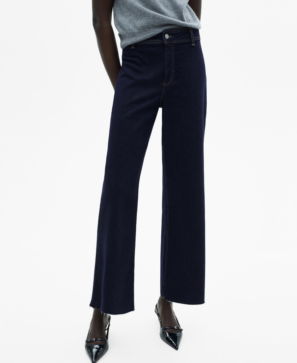 Mango Women's Catherin Culotte High-rise Jeans In Open Blue
