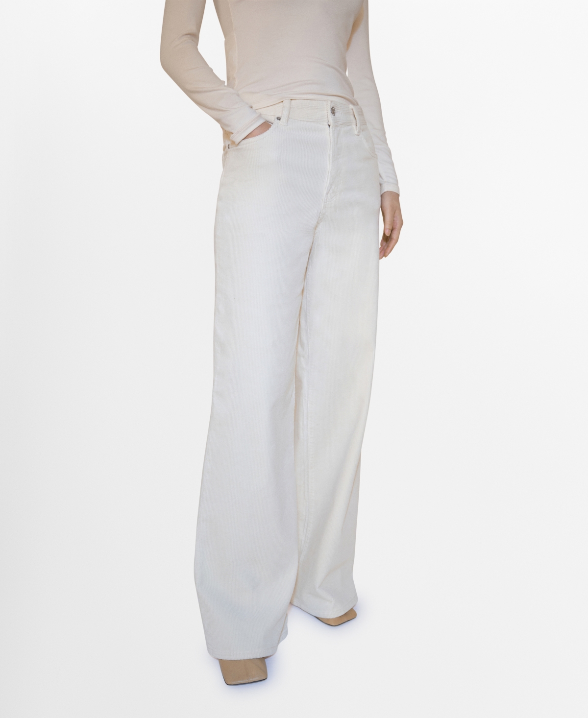 Mango Women's Wide Leg Corduroy Jeans