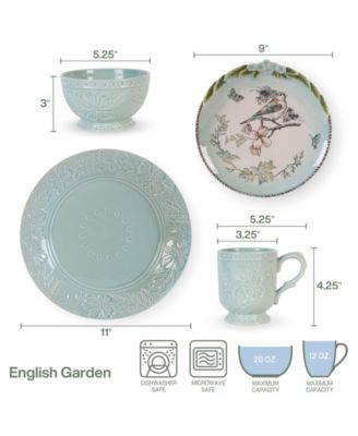 English Garden Bird Accent 16 Pc. Dinnerware Set, Service for 4