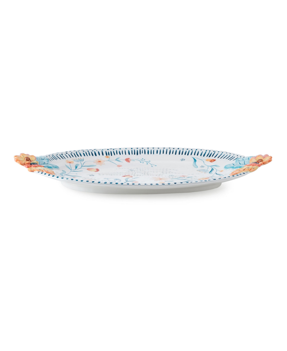 Fitz And Floyd Gracie Platter With Handles In Assorted