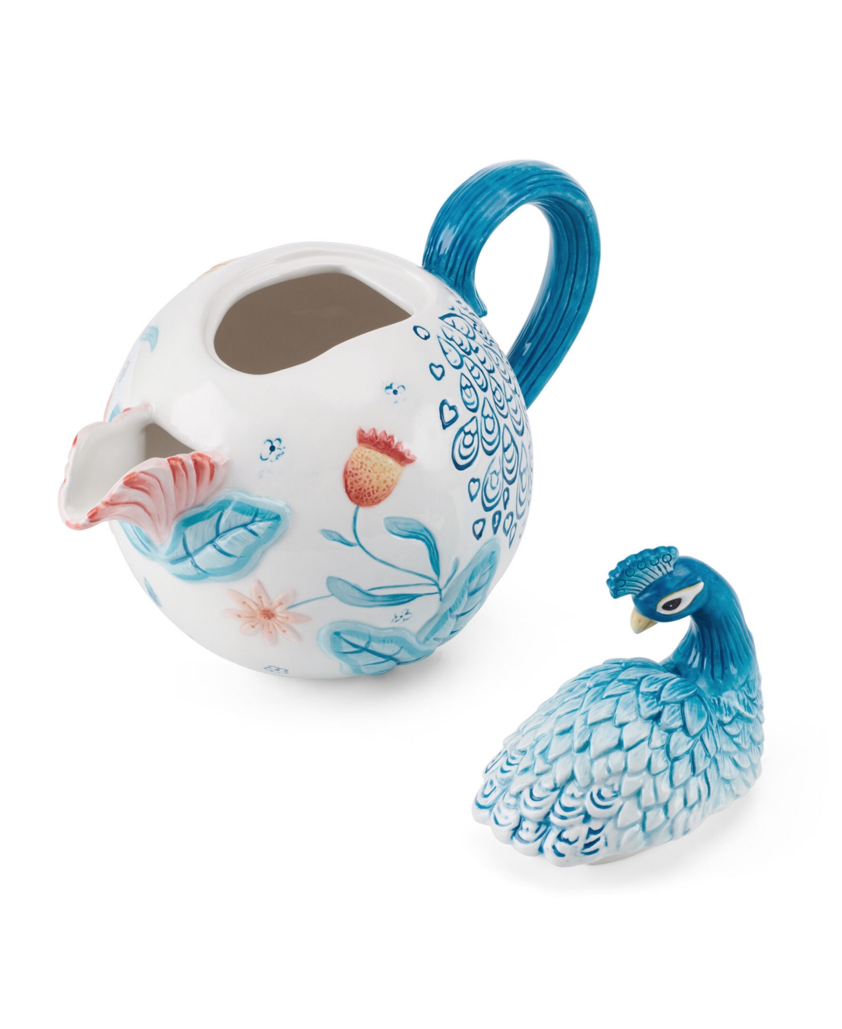Fitz And Floyd Gracie Teapot With Peacock Lid In Assorted