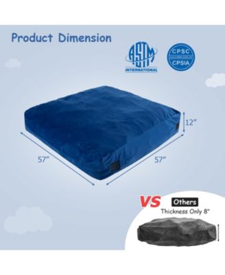 57 x 57 Inch Crash Pad Sensory Mat with Foam Blocks and Washable Velvet Cover
