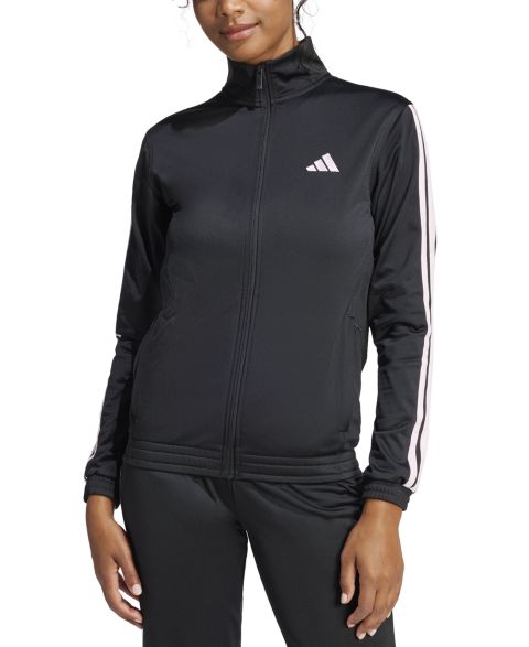 Женская куртка adidas Tricot 3-Stripes Track Jacket, цвет: Чёрный / Прозрачный розовый