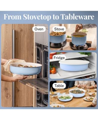 aluminum 18 Piece Ceramic Nonstick Detachable Handle Cookware Set