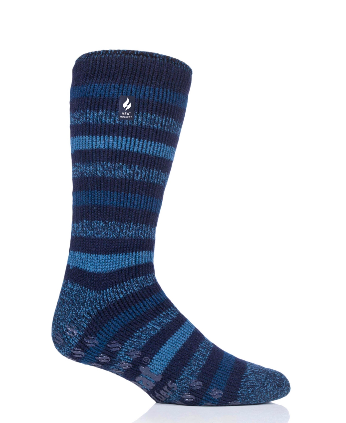 Heat Holders Men's Michael Stripe Crew Slipper Sock -Denim