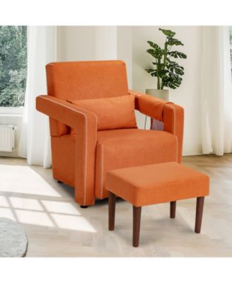 Modern Berber Fleece Single Sofa Chair with Ottoman and Waist Pillow