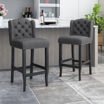 Set of 2,Fabric 31" Tufted Wingback Bar Stools,for Kitchen Island or Bar