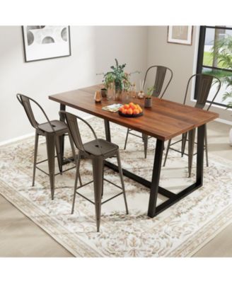 30 Inch Height Set of 4 High Back Metal Industrial Bar Stools