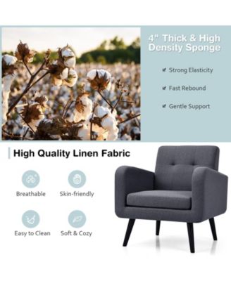 Modern Upholstered Comfy Accent Chair Single Sofa with Rubber Wood Legs