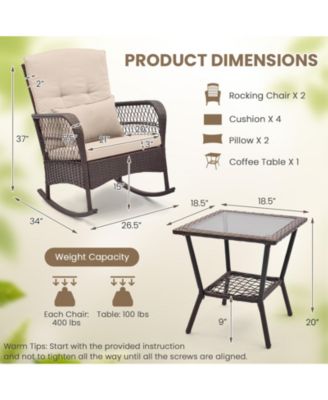 3 Pieces Rocking Bistro Set with 2-Tier Table