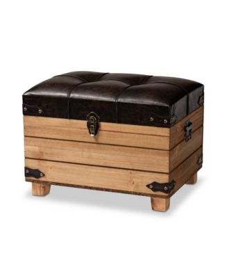 Baxton Studio Edmund Rustic Transitional Dark Brown Faux Leather ...