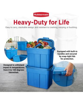 Roughneck Tote 18 Gallon Storage Container, Heritage Blue (6 Pack)
