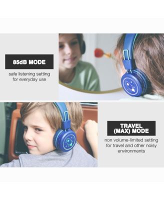 KidJamz KJ55BT Safe Listening Bluetooth Wireless Headphones for Kids w/ LED Lights
