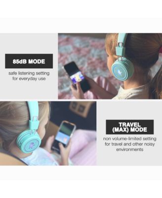 KidJamz KJ55BT Safe Listening Bluetooth Wireless Headphones for Kids w/ LED Lights