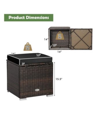 2 Pieces Patio Ottoman with Hidden Storage Space