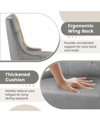 Upholstered Dining Chairs Set of 2 Tufted Wingback Chairs with Rubber Wood Legs