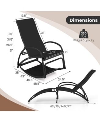 2-in-1 Outdoor Rocking Chair with 4-Position Adjustable Backrest for Patio Porch Poolside