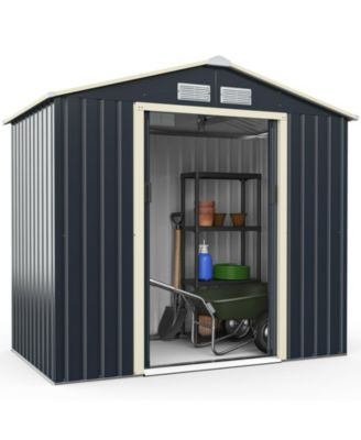 7 Feet x 4 Feet Metal Storage Shed with Sliding Double Lockable Doors